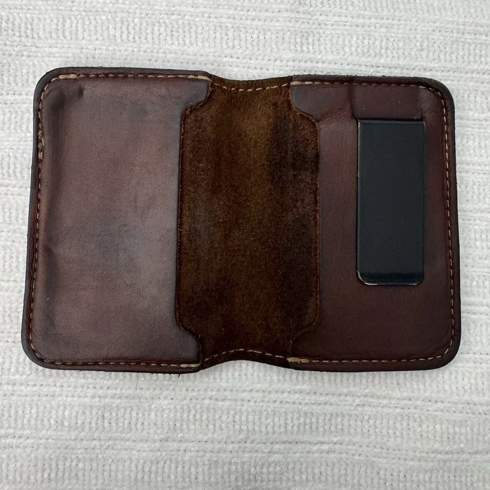 Holtz Leather Co Wallet Money Clip Brown Leather‎ Minimalist Bifold USA
